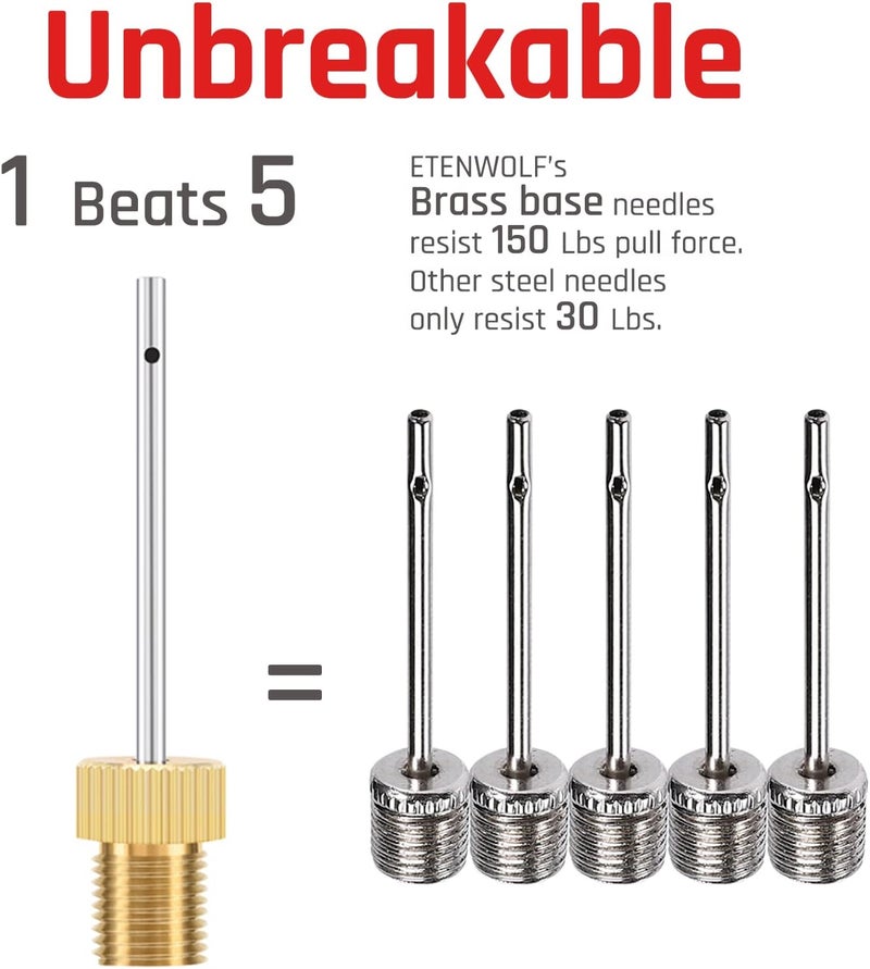 ETENWOLF Brass Ball Pump Needles with Storage Case, No Break Heavy Duty Air Pump Needles for Balls, Stainless Steel Body - Image 3